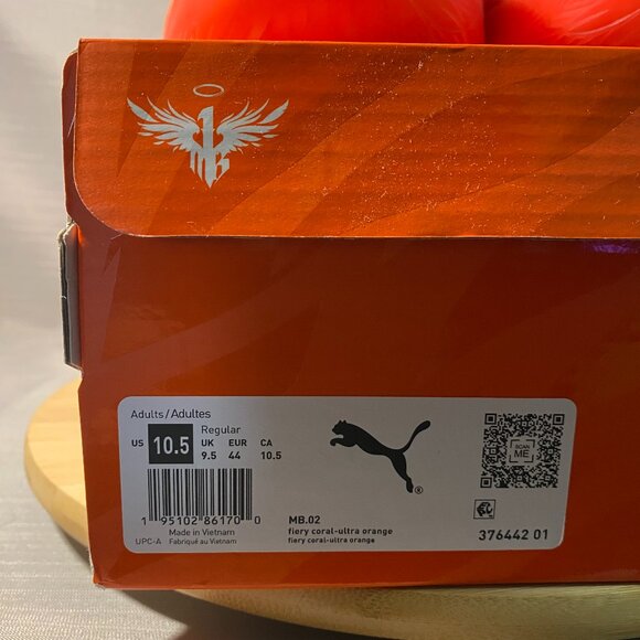 Puma MB.02 MB2 Supernova Fiery Coral Orange Lamelo Ball Sz 10.5 Mens A0903 - Picture 8 of 8